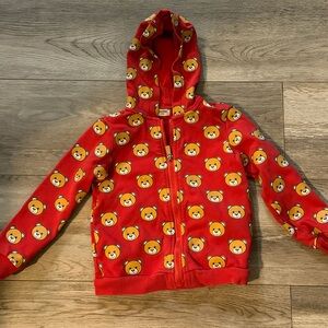 Moschino Red Kids Hoodie with Bear Pattern